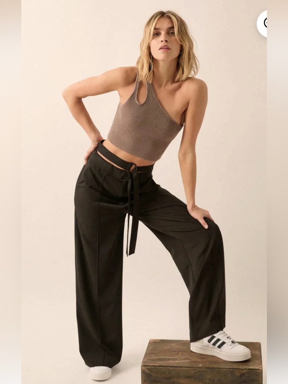 Promesa Black Wide-Leg Tie-Waist Pants